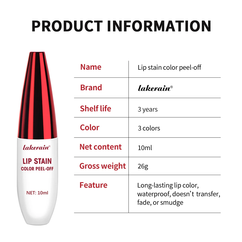 3 Colors Waterproof Lip Stain Color Peel-Off, Not Easy to transfer&Non-stick cup 5