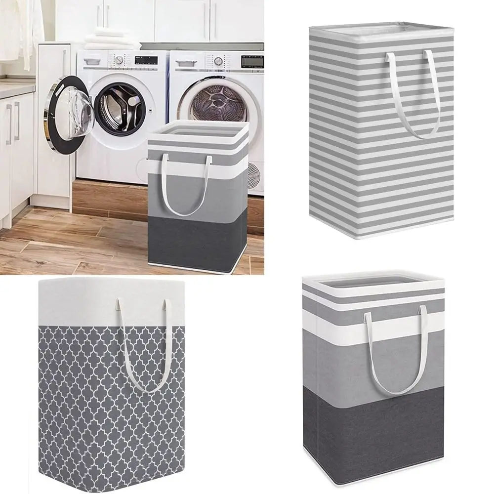 

Cotton Linen Laundry Basket Standing with Handle Sundries Storage Box Laundry Hamper Bathroom