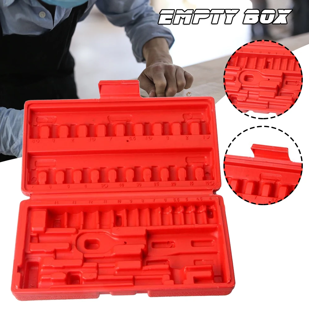 46 PCS Car Hand Tool Sets Capacity Empty Box Repair Tool Box for Home DIY 1/4inches Socket Wrench Set Ratchet Screwdriver Bits