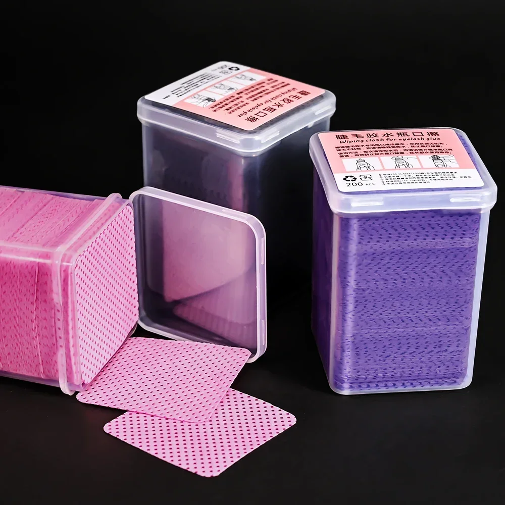 Wholesale 200Pcs/Box Nail Eyelash Glue Clean Cotton Pads  Gel Polish Remover Paper Lint-Free Wipe Manicure Makeup Cleaning Tools