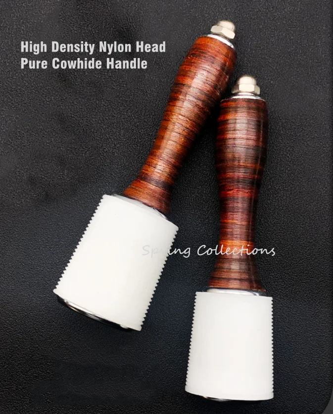 High Density Nylon Head Leather Carving Hammer Tool Craft Hammer Punch Tools with Comfortable Anti-slip Pure Cowhide Handle