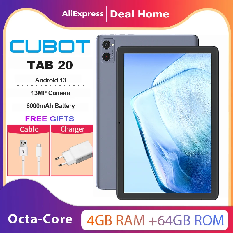 Cubot TAB 20 Tablet Android 13 10.1 "ekran ośmiordzeniowy 4GB + 64GB ...