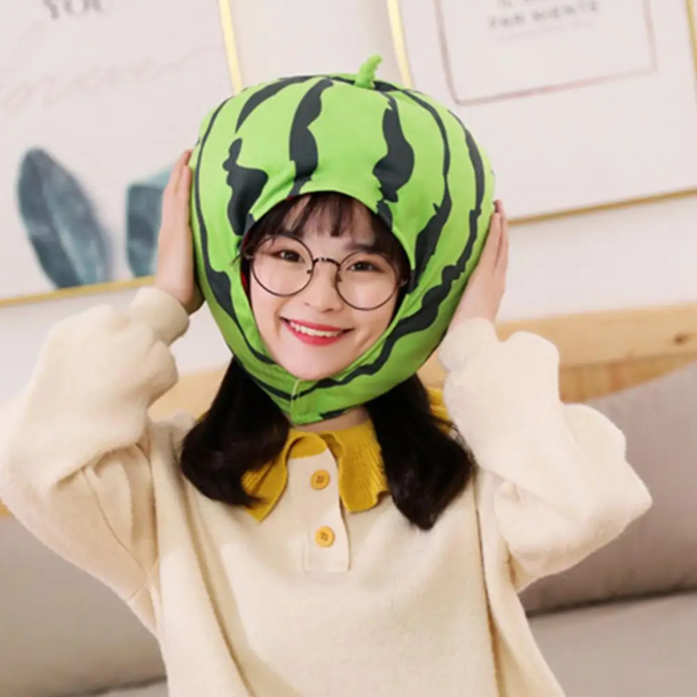 

Watermelon Plush Hat Extra Soft Non-Fading Fully Filled Washable Dress-up PP Cotton Cosplay Hat Photography Prop Party Supplies