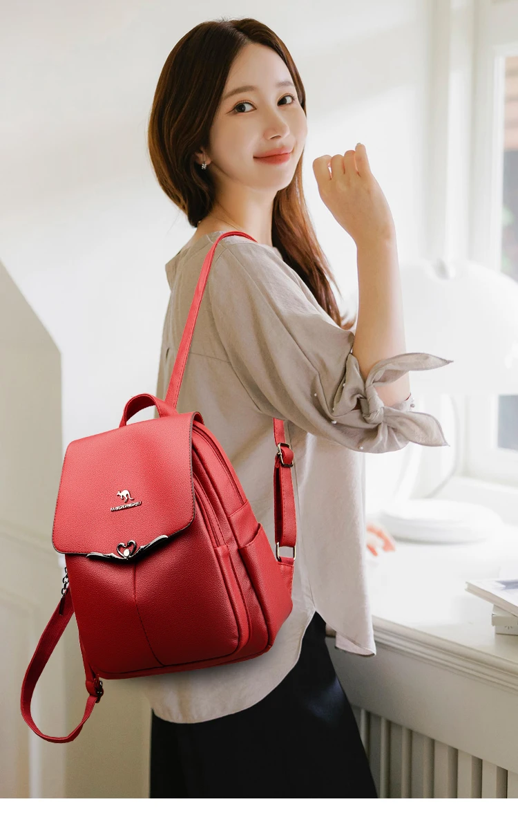 Large capacity travel women's backpack handbag new fashion popular women backpack high-quality leather fashion women bag wallet