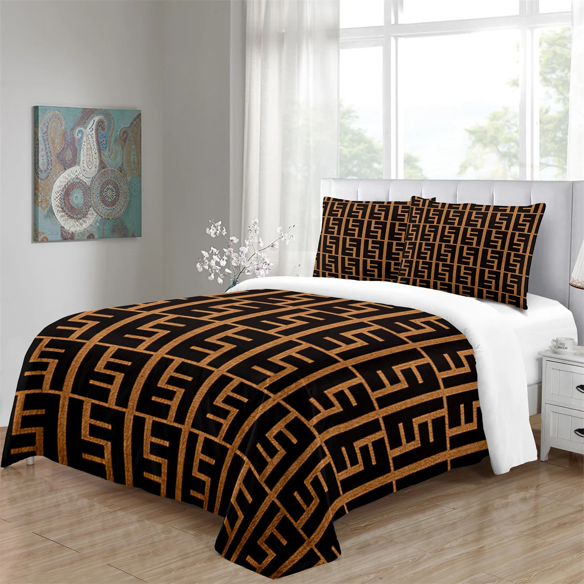 

Modern Luxury Brand Vintage Leopard Baroque 3PCS Bedding Sets Single Double Bed Duvet Cover Set and 2 pcs Pillow cover