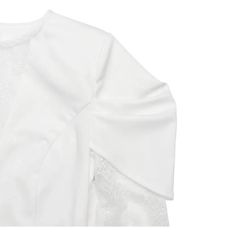 Sexy V-ausschnitt Spitze Patchwork Schlitz Langes Kleid Frauen Solide Volle Hülse Hohe Taille Schlank Perspektive Roben Dame Abend Party Kleider – Detail 5