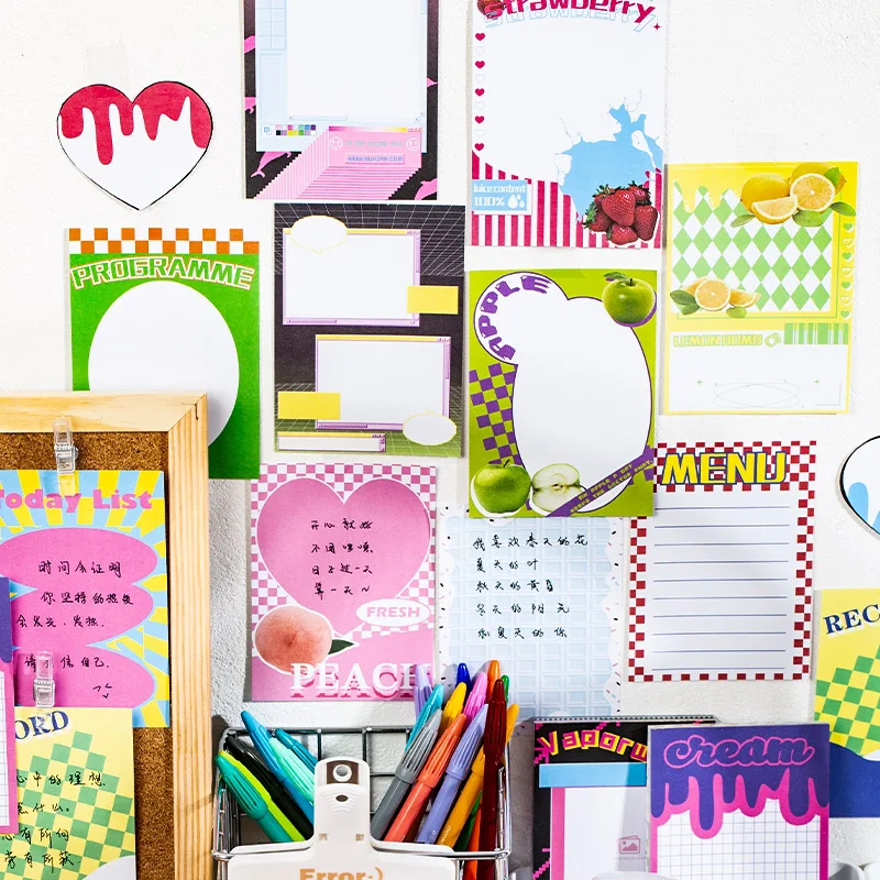 60 Sheets Ins Creative Stitching Color Pattern Memo Pad Student Diary DIY Notepad Planner Message Paper Korean School Stationery 3