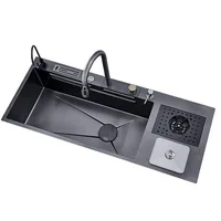Évier de Cascade de Pluie Volante en Acier Inoxydable, Grande Poubelle Simple, Lavabo de Cuisine, Fait à la Main 4