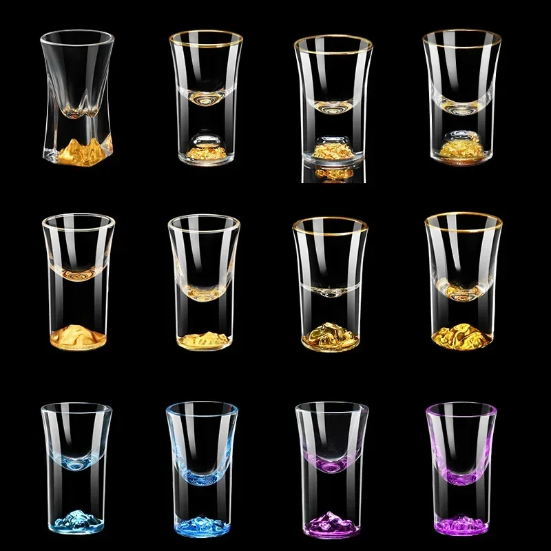 6Pcs Crystal Vodka Shot Glass 0.5oz Mini Size Gold Leaf Wine Glasses Spirits Japanese Sake Korean Soju Brandy Shot Cup wine cup wine glass spirits cup drinking glasses