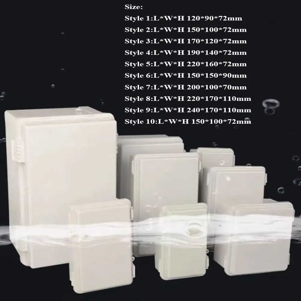 IP67 Electrical Junction Box Enclosure With Hasp Waterproof Outdoor Sealed Switch Power Case White Plastic Distribution Boxes