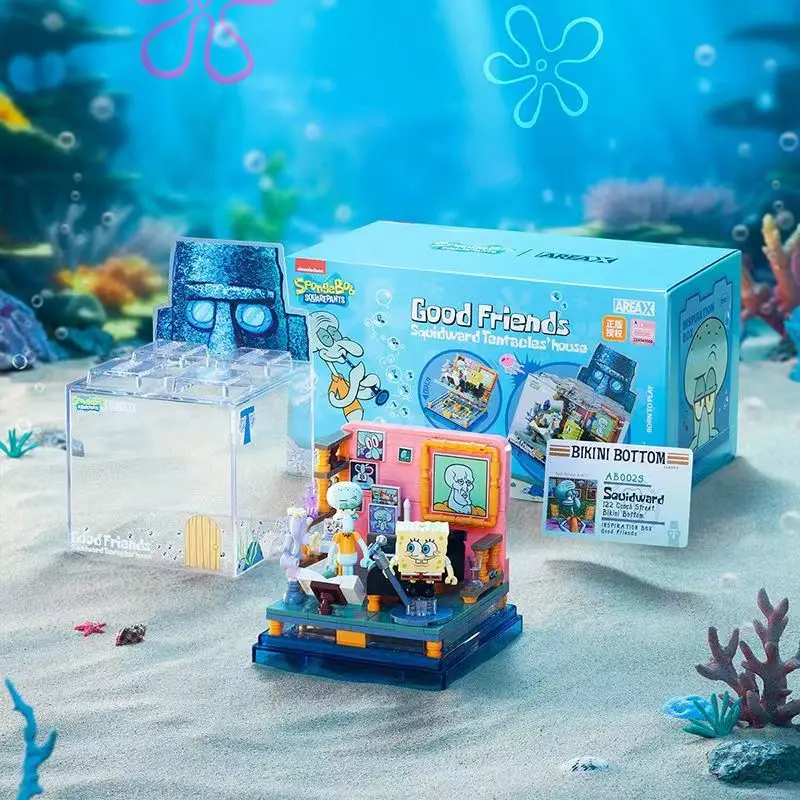 Spongebob Building Blocks Patrick Star Krusty Krab Squidward Tentacles Room Model Bricks Set Desktop Ornaments Kids Toys Gifts 6