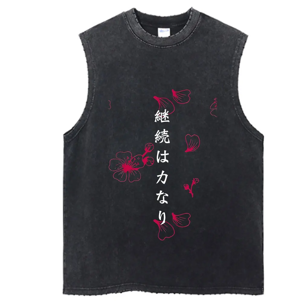 Vintage Tank Top Graphic Y2K Rose Flowers Print T Shirt Cotton Hip Hop Streetwear Oversize Summer Washed Tops Vest 3