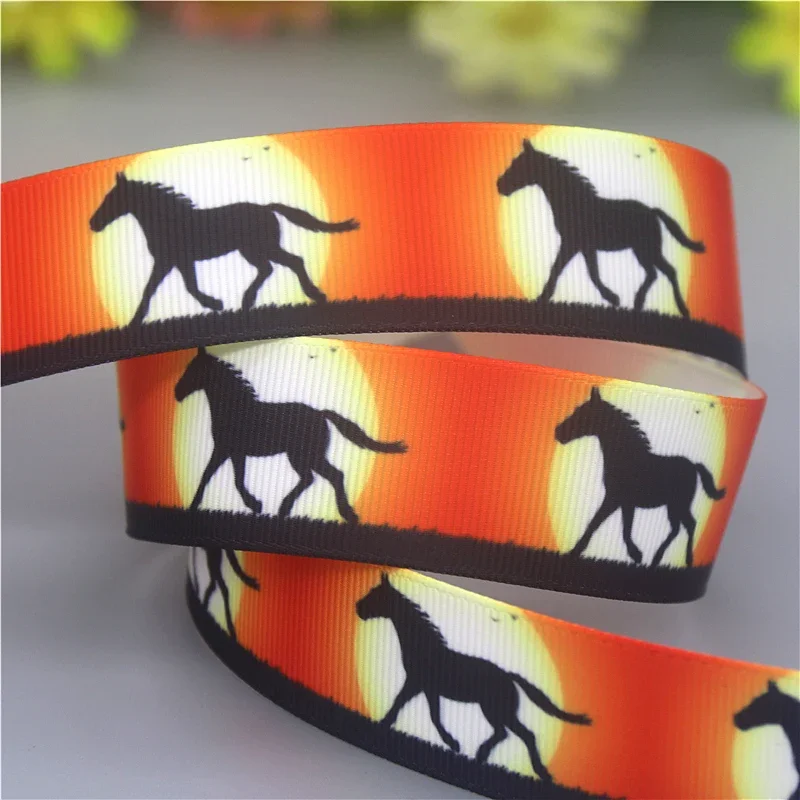 DUWES 50yards Cow Bull Rhino Sloth Horse Koala Printed Grosgrain Ribbon Accessories Decoration Collar DIY Sewing Craft D2553