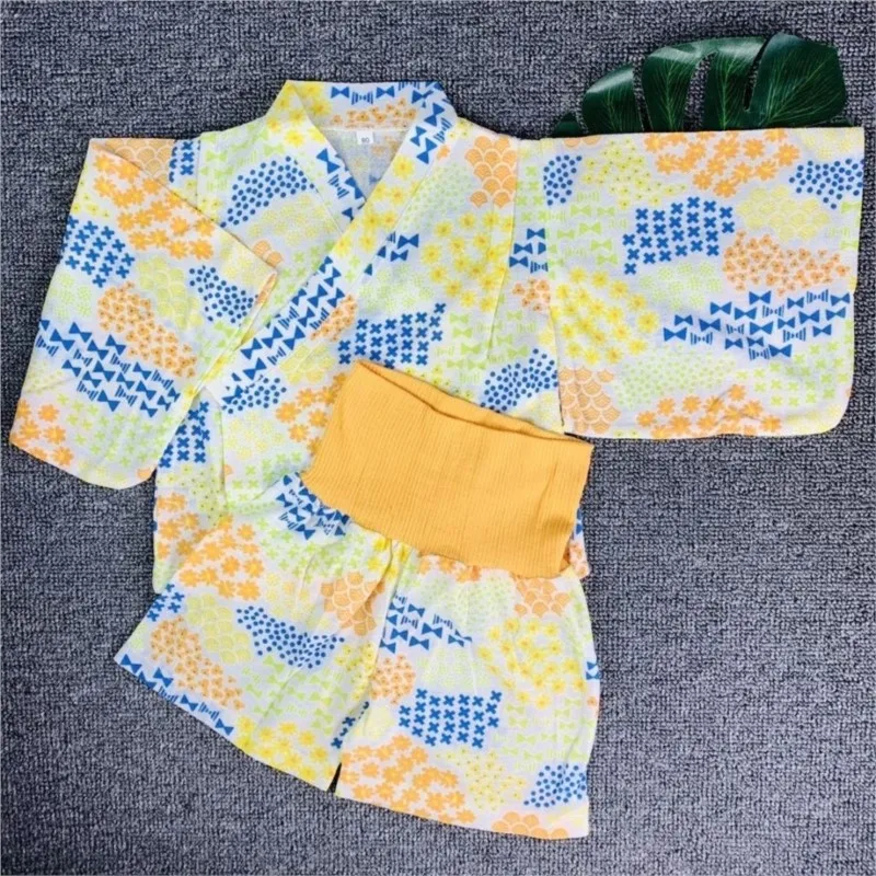 New Japanese Style Boys And Girls Kimono Sleepwear Children's Creative Cotton Comfortable Home Clothes Kimono Yukata LC978