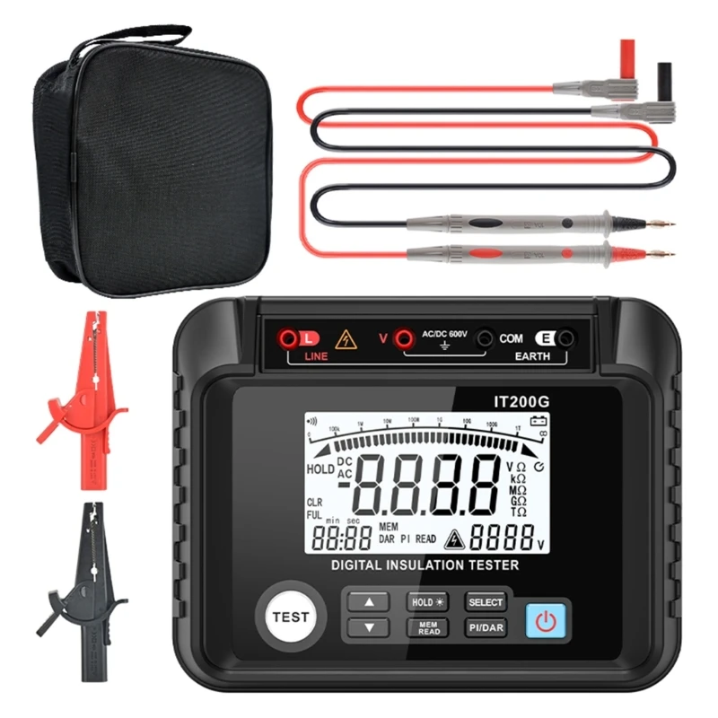 MESTEK Megohm Meter 1MΩ-200GΩ 저항 테스트 미터 디지털 절연 저항 테스터 LCD 디스플레이 Megohmmeter