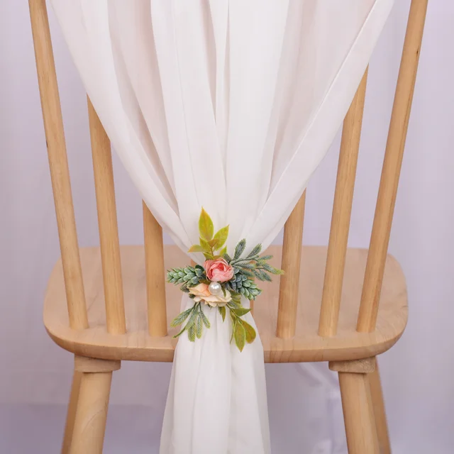 Ceinturage de Chaise en Mousseline de Soie, Ruban Décoratif pour Mariage, ixde la Mariée, Banquet, Annonce PréChristophe, 17x275cm, 12 Pièces 1