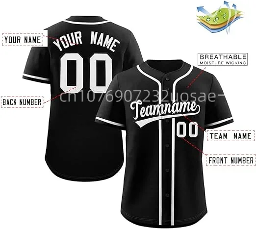 

Customizable Baseball Jersey Team Shirt Print Team Personal Name Number Stripe Baseball T-shirt Men/Women/Kids