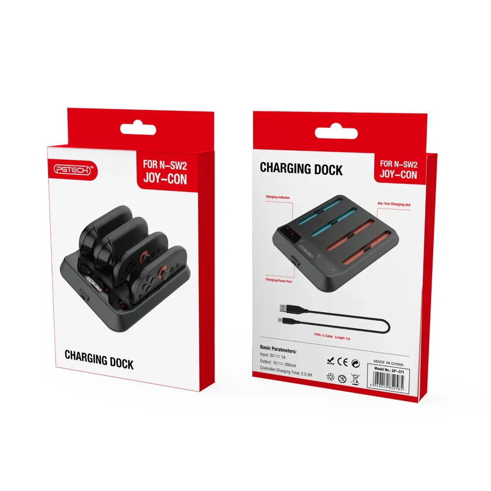 스위치 2용 GP-371 왼쪽 및 오른쪽 소형 컨트롤러 Switch2용 4in1 충전기 베이스 JOY-CON 컨트롤러 충전기(표시등 포함)