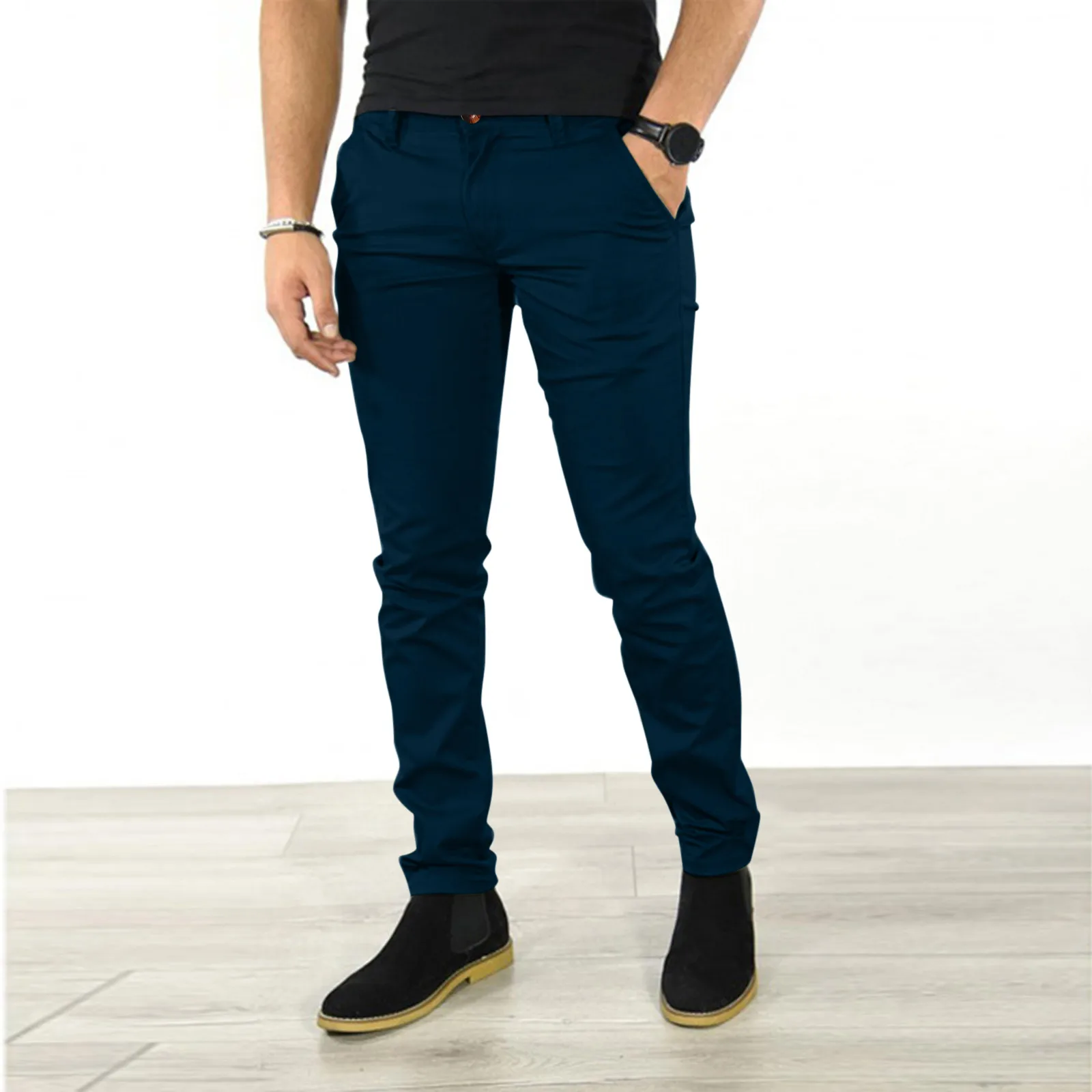 

Male Solid Color suit pant Casual Pants Business Dress Pants Slim Zipper Pocket Bottoms Office Pencil Pant Trousers pantalones