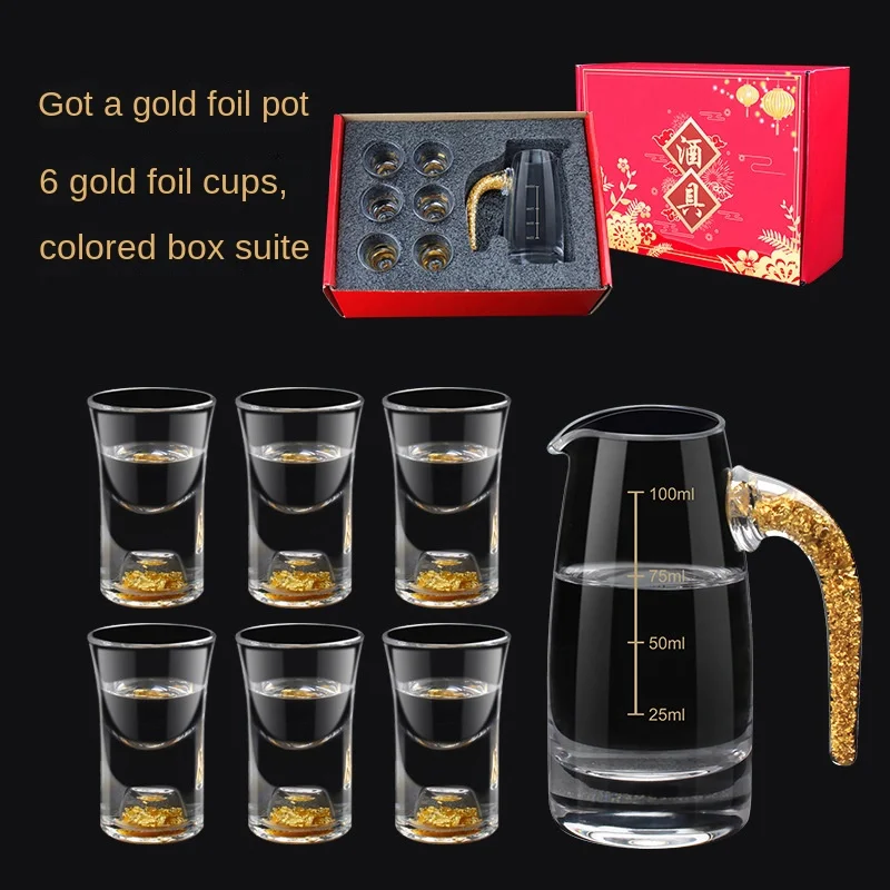 Distributeur De Verres &agrave; Vin Blanc Ensemble 7 Pi&egrave;ces Feuille D'or Transparente Tasse Balles Phnom Penh