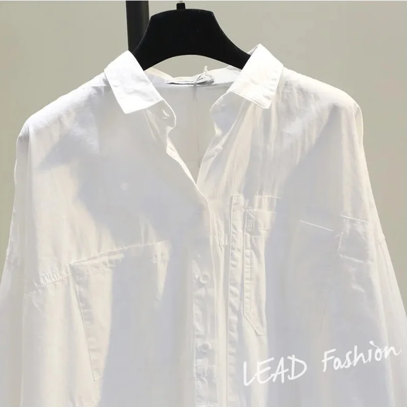 Cotton White Long Sleeve Women's Shirt