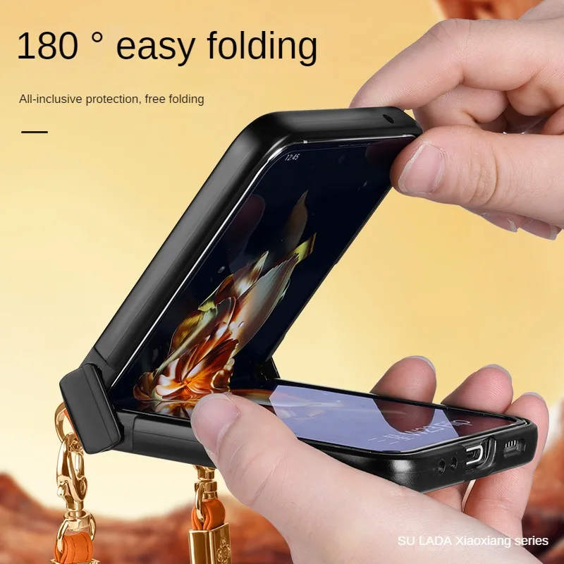 Алмазный контроллер для OPPO Find N2, флип-телефон, маленький ароматный ветер, трехсекционный ремень с петлями, диагональная задняя часть для найти 2 флип (art.: 3920c2d6030da) - 3920c2d6030da
