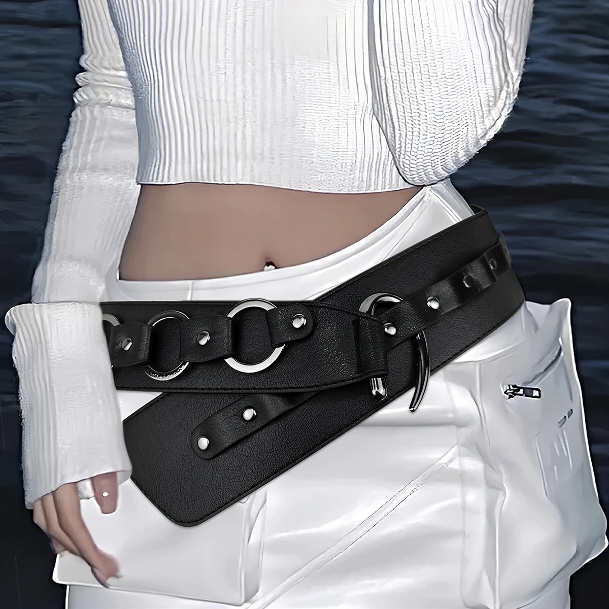 Street Fashion Punk-Gürtel im neuen Stil für Damen, halber Rock-Oberbekleidung, dekorativer Cinch-Gürtel