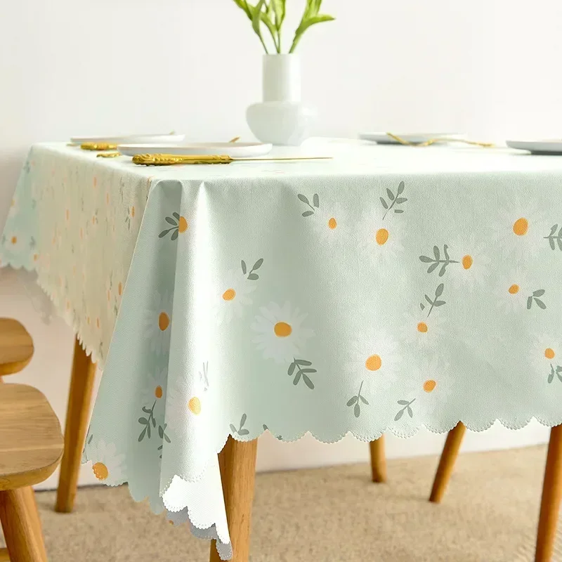 

PVC wash-free Nordic red grid students oil-proof table round table waterproof tablecloth cloth mat blue