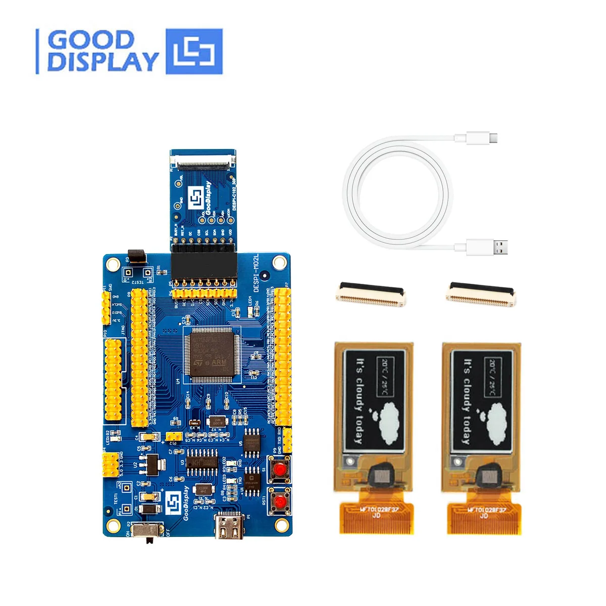 stm32-development-kit-with-flexible-epaper-102-inch-e-ink-screen-2pcs-gdew0102i4fc-with-stm32-demo-kit-despi-l-c102