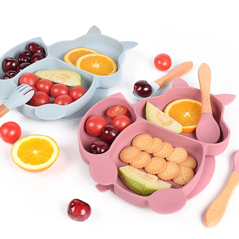 Baby Tableware Set 8Pcs/Set Silicone Non-slip Feeding Dinnerware