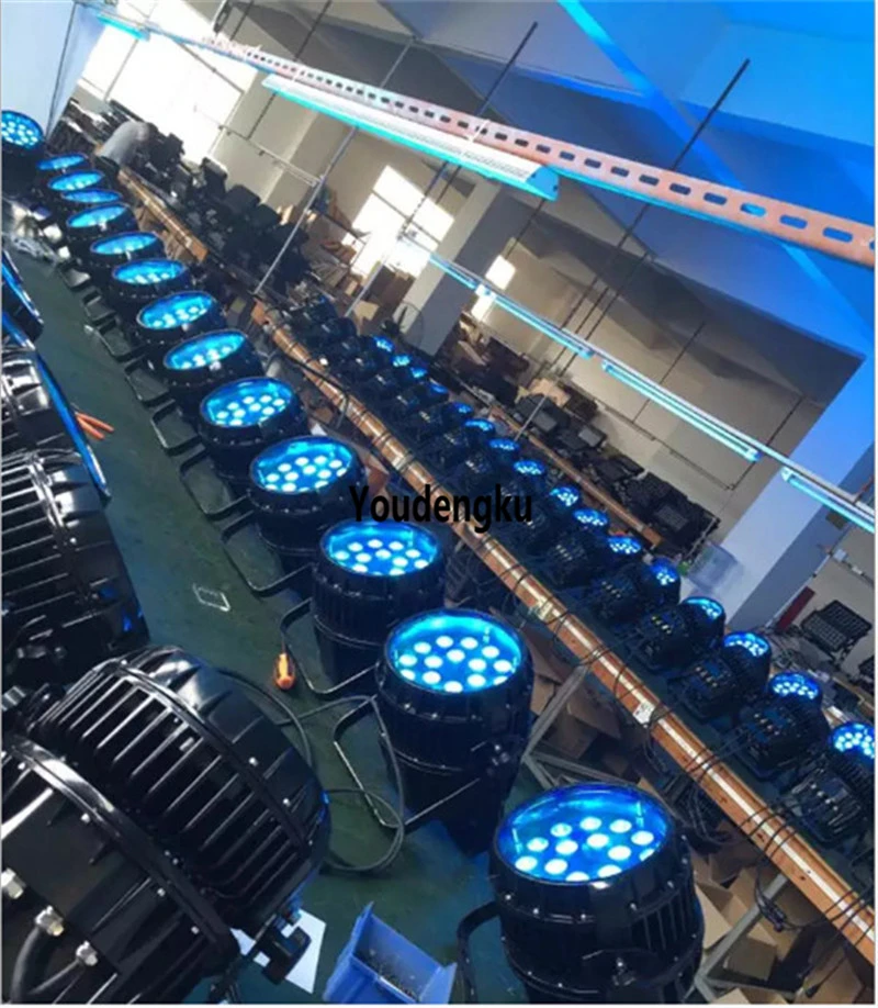 4 pieces 18x 18W 6-in-1 RGBWA UV LED Par Fixture Silent Operating LED Par with M