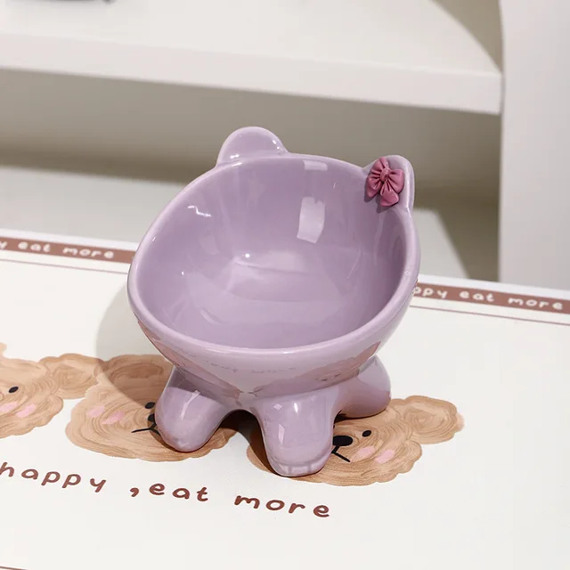 Ceramic Tilted Cat Food Bowl Elevated Cat Bowl Ergonomic Cat Food Dish Anti Vomiting Raised Cat Food Bowl Non Slip For Cats Dog 5