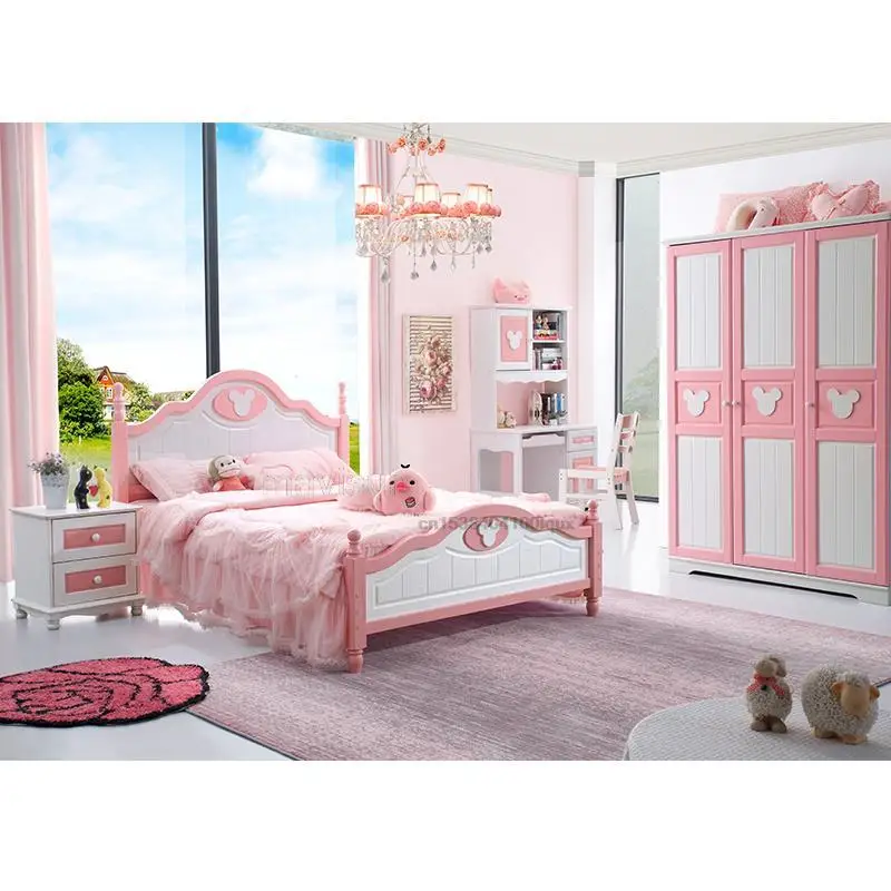 Modern Simple Solid Wood Household Children's Desk Girl Liked Small Apartment Creative Writing Desk And Bookcase Combination