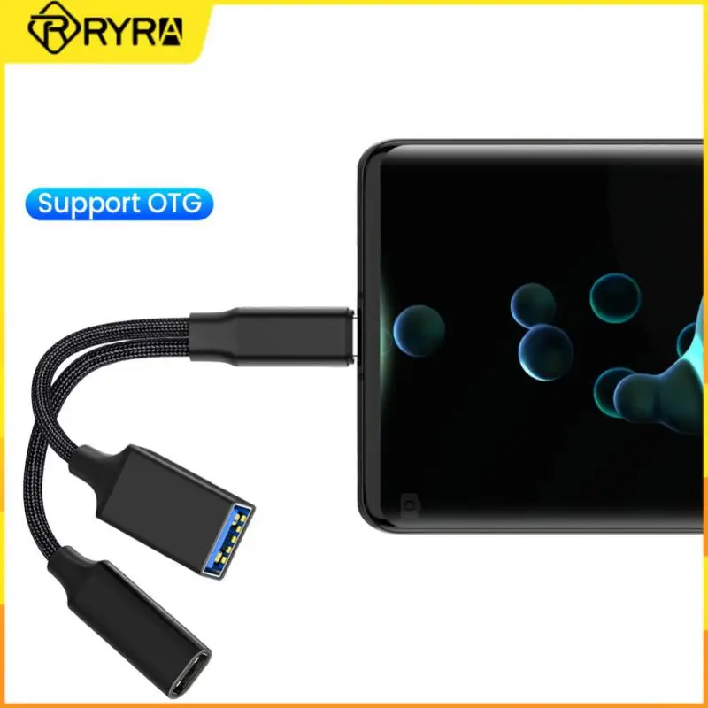 

RYRA 2-in-1 Type-C to USB OTG Adapter Cable with PD10W Fast Charging Port USB2.0 Adapter for Samsung Huawei Xiaomi Laptop Tablet