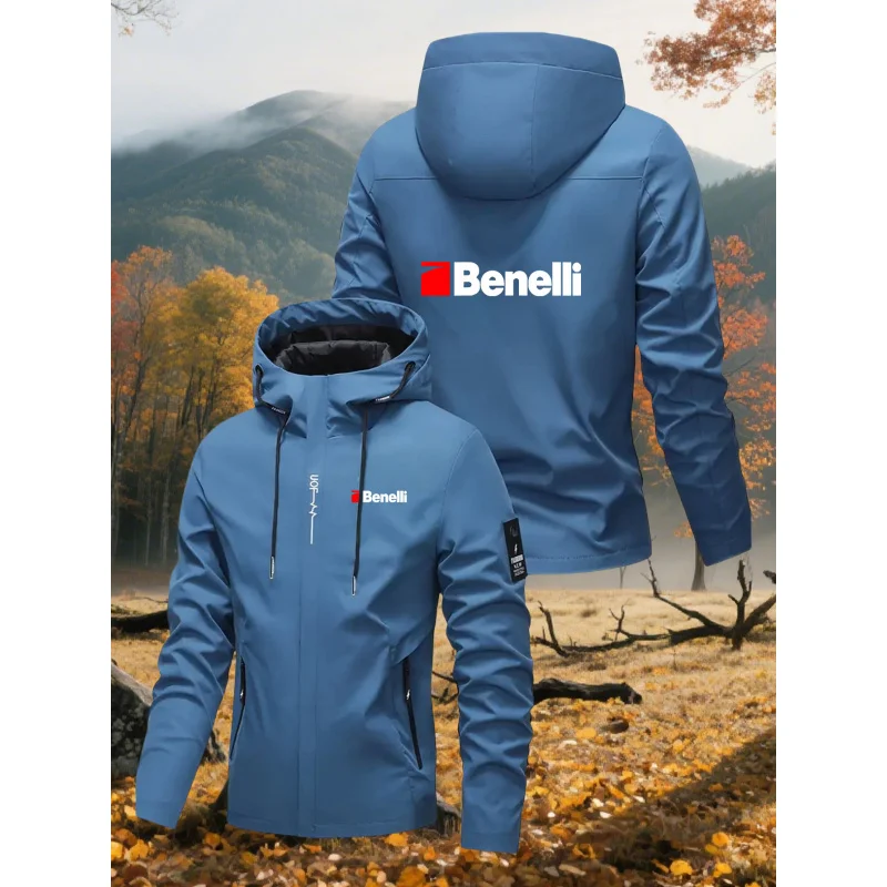 Men's hooded outdoor jacket, suitable for hiking, mountaineering, and daily travel, breathable and durable. Sports windbreaker