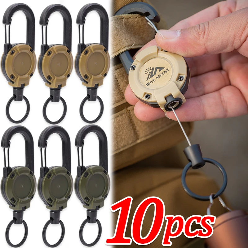 1-10pcs-Heavy-Duty-Retractable-Pull-Badges-ID-Reel-Carabiner-Key-Chain ...