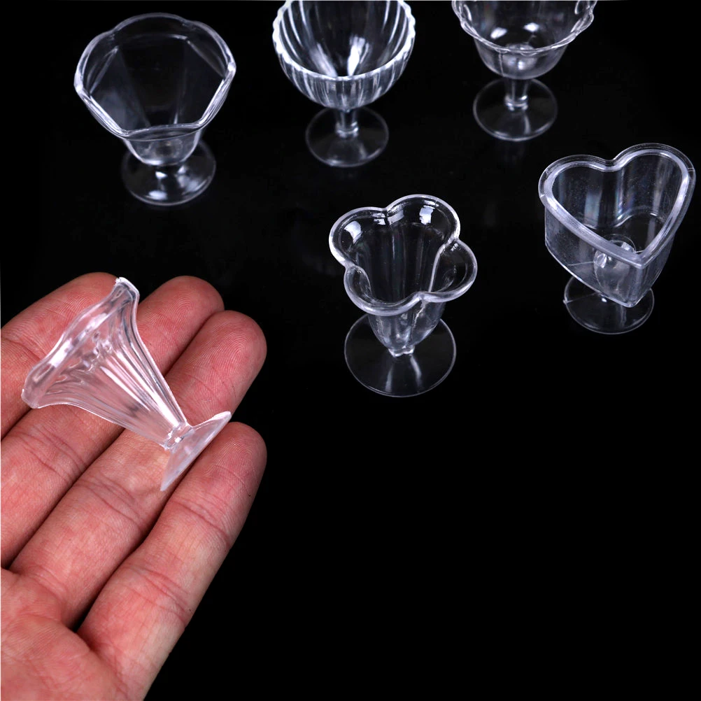 Doll House Cups 6Pcs Doll House Cups Miniatures Kitchen Tableware Ice cream sundae Cup toy