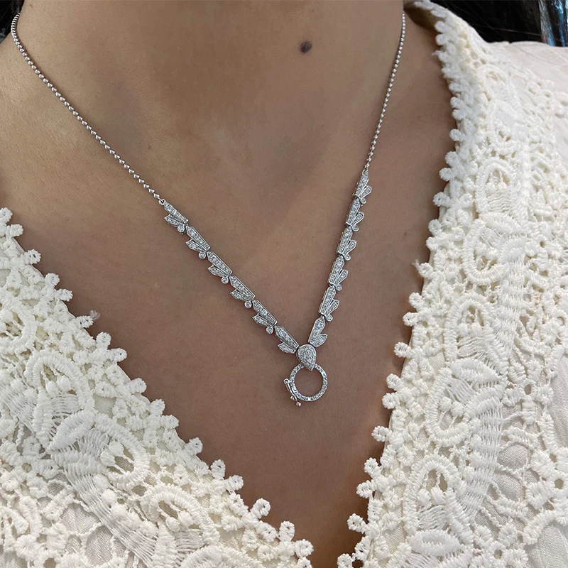 S02bdbd67cf034b1d82fa5138528ab485h Aazuo Luxury Jewelry 18K Orignal White Gold Real Diamonds 0.80ct Luxury Necklace Gifted For Women Wedding Link Chain Au750