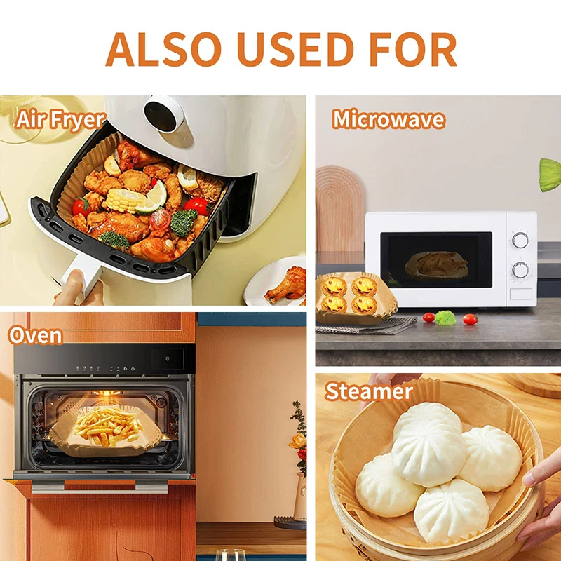 Air Fryer Paper Liners Disposable Oil-Proof Waterproof Oven Baking Paper Round Square Rectangle Parchment Kitchen Party Supplies