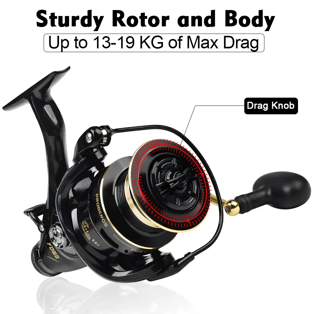 

19KG Max Drag Full Metal Spool Grip Saltwater Freshwater Spinning Reel 5.2:1 Speed Ratio 3000-6000 Series for Bass Pike Fishing