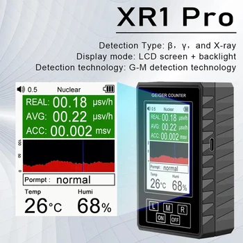 XR1 Pro Nuclear Radiation Detector Color Display Screen Geiger Counter Personal Dosimeter Marble Detector Beta Gamma X-ray 1