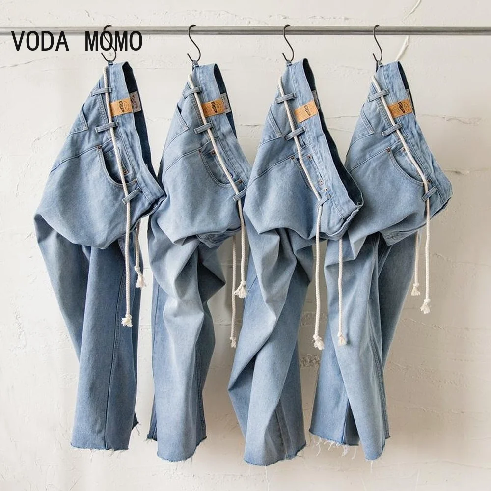 2022 Autumn New Streetwear Baggy Jeans Men Korean Fashion Loose Straight Wide Leg Pants Male Brand Clothing Black Light Blue