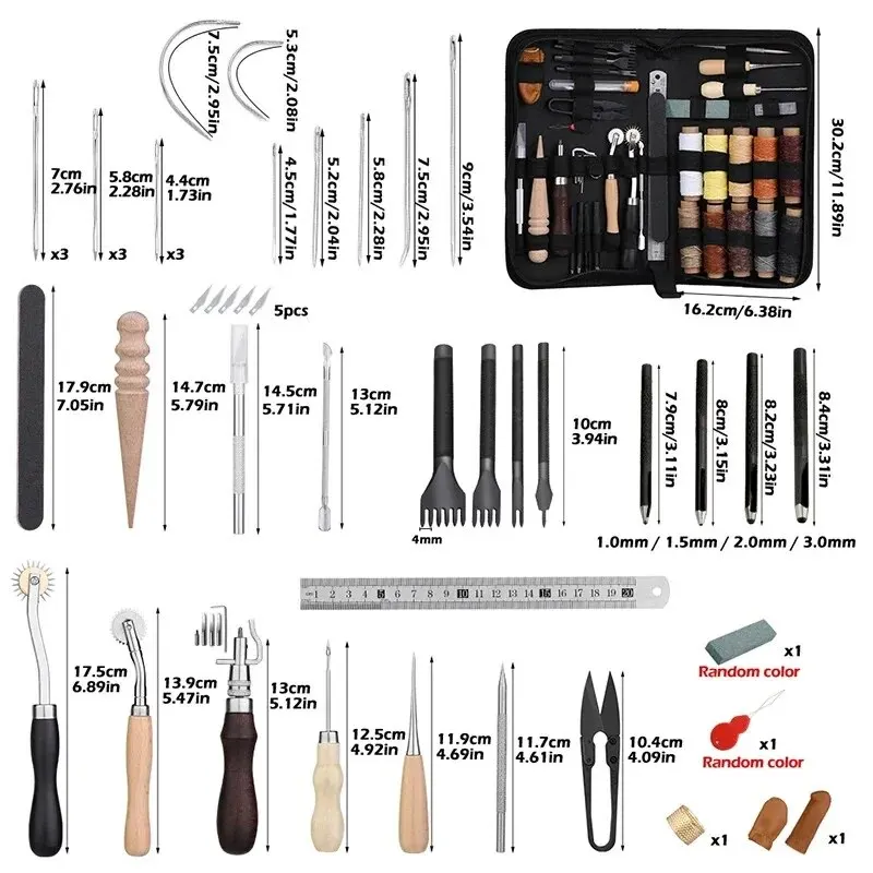 LMDZ Leather Craft Working Tools Repair Set with Waxed Thread Groover Awl for Beginners Professionals