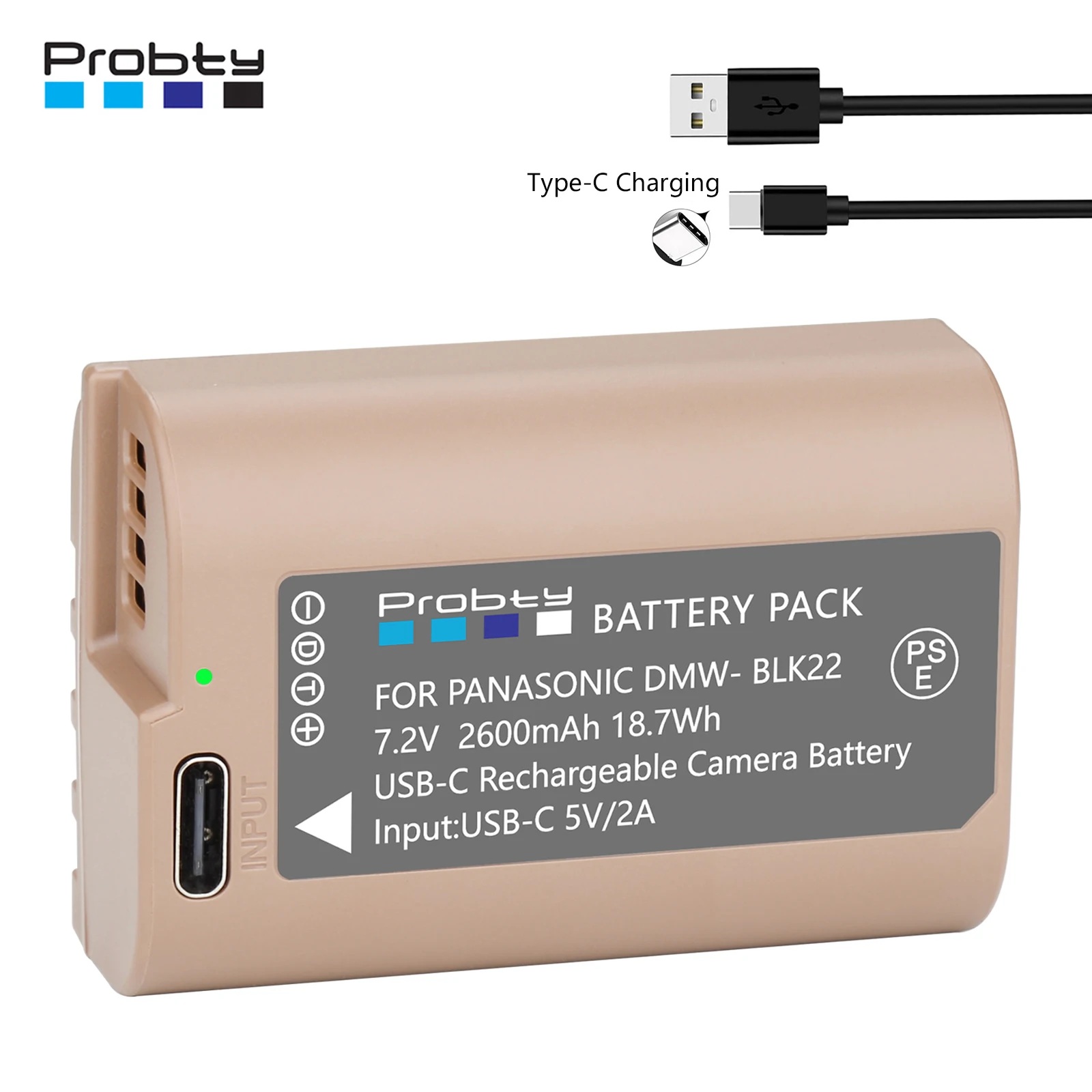 Batteria Dmw-Blk22 Dmw Blk22 Con Porta Di Ricarica Usb-C Per Panasonic Lumix Dc-S5 Dc-S5K S5 Gh5 Gh6 G9 Gh5S Dc-S5Kk
