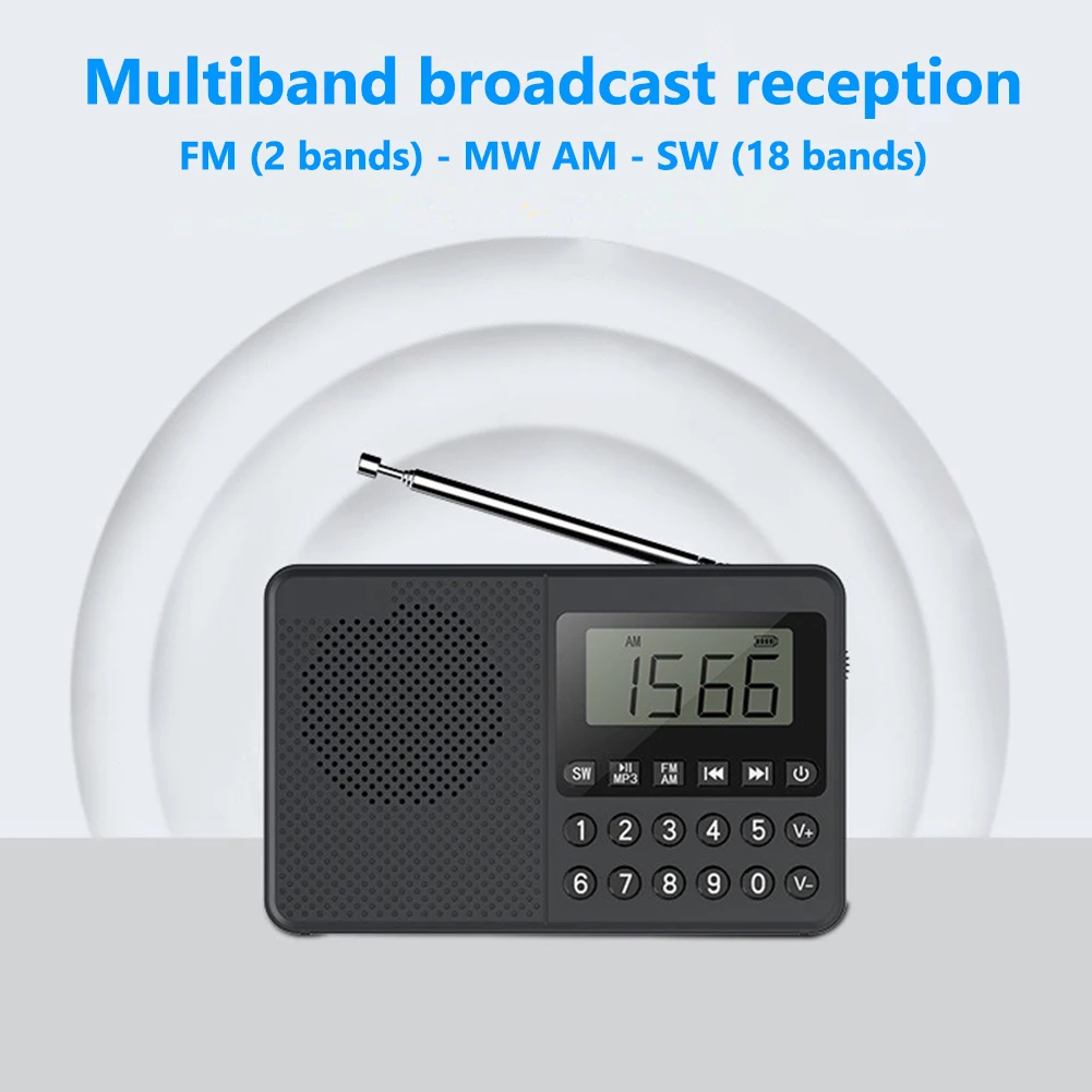 Receptor de Radio de Banda aérea, Radio portátil FM Am CB SW VHF con  frecuencia de Banda Completa Búsqueda automática Antena extendida Pantalla  LCD Función de Despertador(Negro) : : Electrónica