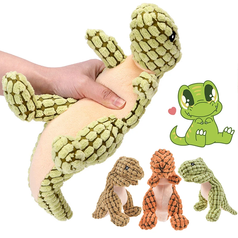 

Dog Chew Toy Cute Plush Dinosaur Shape Soft Squeaky Sound Toy Pet Puppy Molar Biting Interactive Training Stuffed Animals Toys