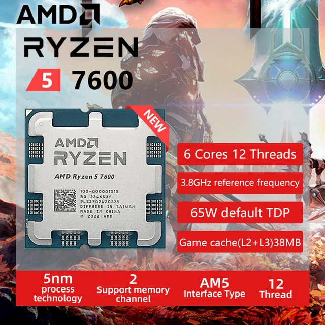 AMD Ryzen 5 7600 R5 7600 3.8 GHz 6-Core 12-Thread CPU Processor 5NM L3=32M  100-000001015 Socket AM5 Tray New but without cooler - AliExpress