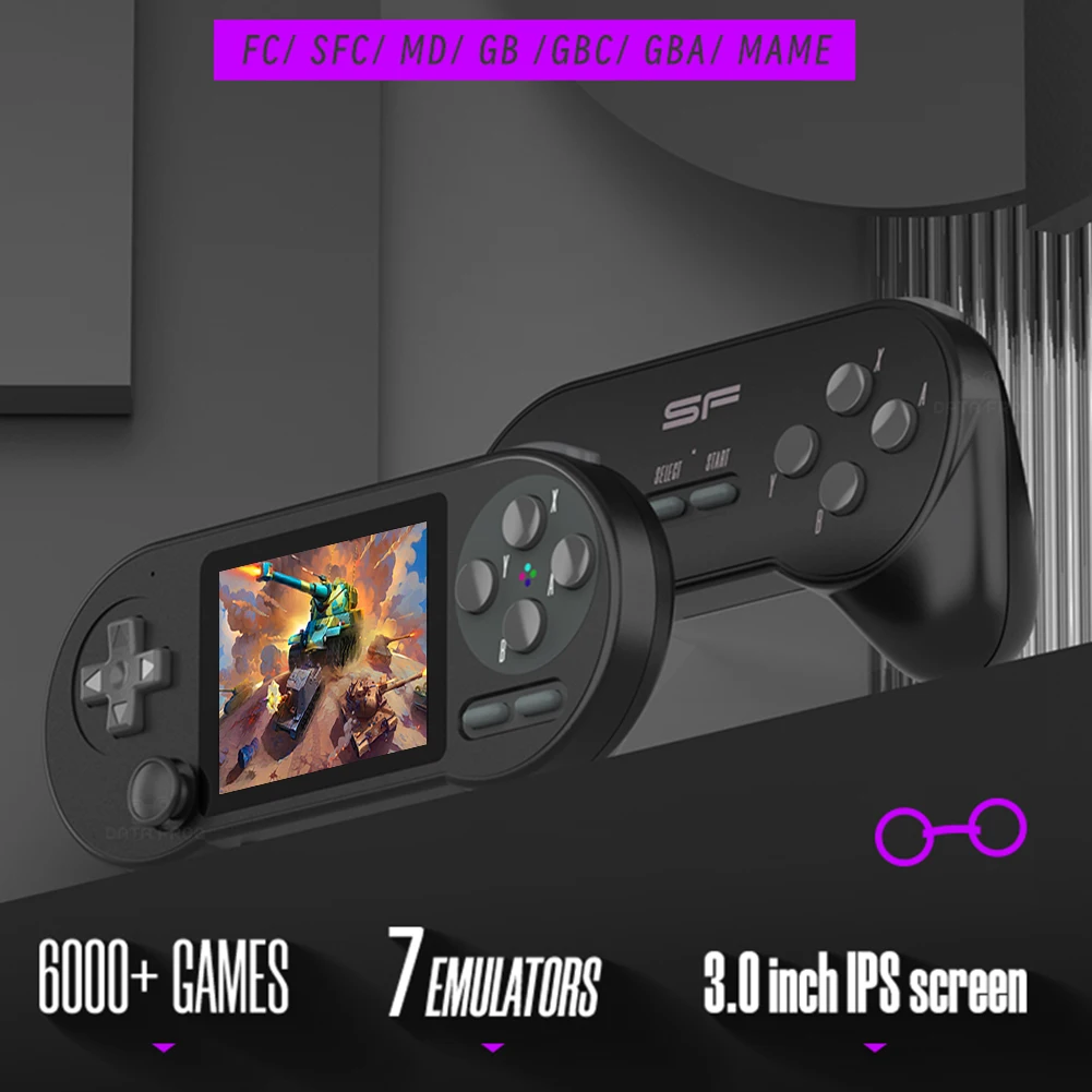 SF2000 Portable Game Console Player 3 Inch IPS Screen Built-in 6000 Classics Games Retro Handheld Video Game Consoles AV Output 3
