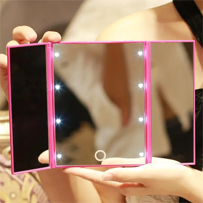 

Touch Screen LED Makeup Mirror Portable Vanity Lamp Compact Easy Convenient to Carry Dressing Table Folding Makeup Mirror