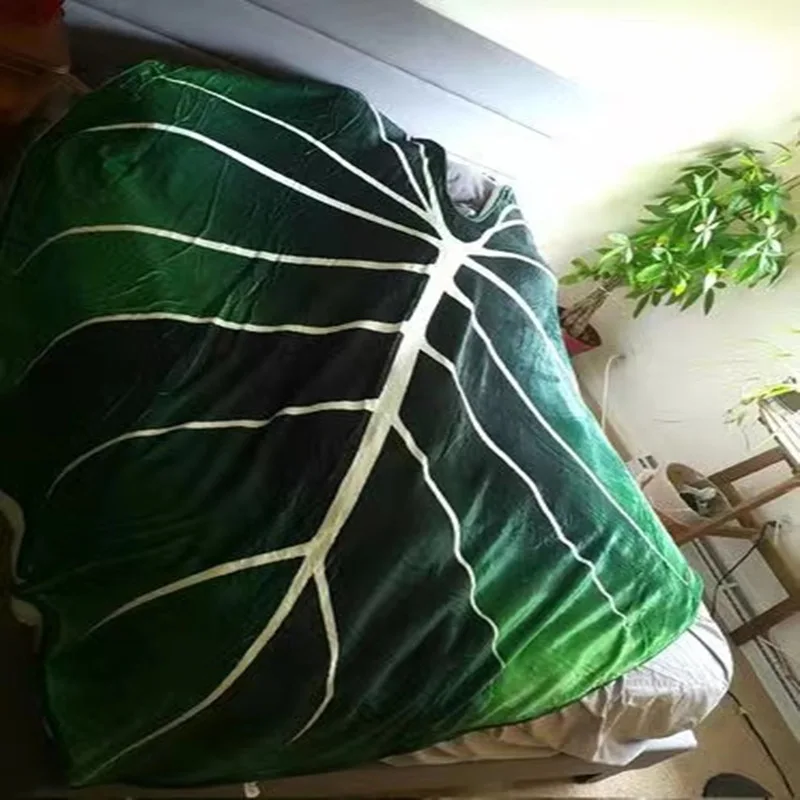 Foglie Verdi Flanella Super Morbida Coperta Grande Philodendron Gloriosum Coperta A Forma Di Foglia Coperta Gigante Coperta In Pile Accogliente Foglia